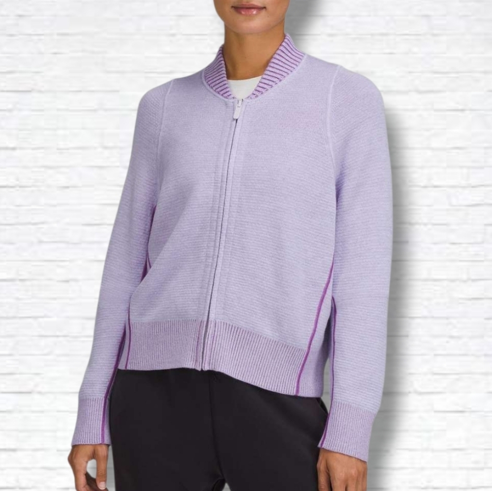 Lululemon Purple Wool Reversible Double-Knit Zip-Up Sweater Size M